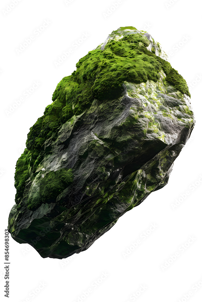 hyperealistic high-quality image of a mossy boulder floating in the air, very high contrast cinematic lighting, white background, png , clipping mask , photoshop asset hyperealistic high-quality image of a mossy boulder floating in the air, very high contrast cinematic lighting, white background, png , clipping mask , photoshop asset