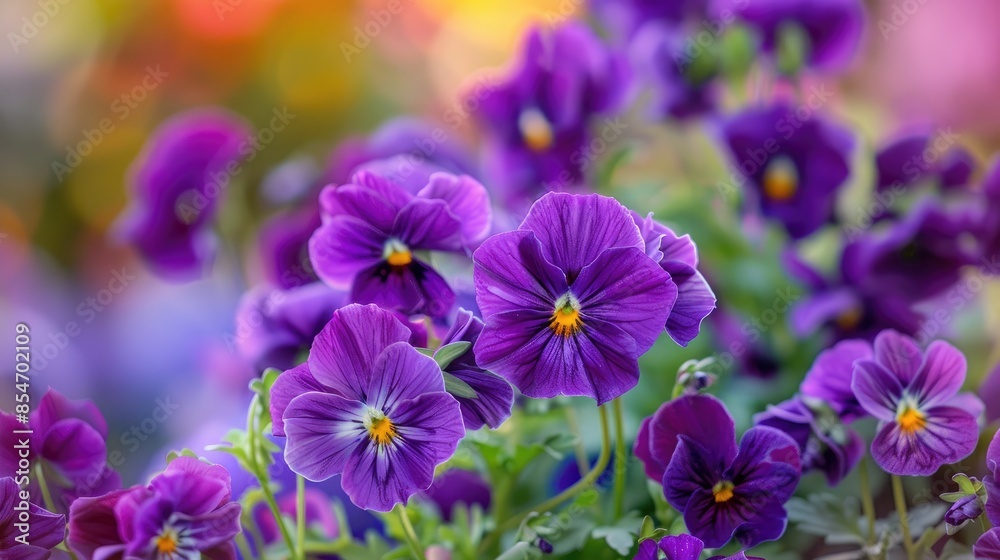 Purple flowers in the garden are shown in a close up shot Purple flowers in the garden are shown in a close up shot
