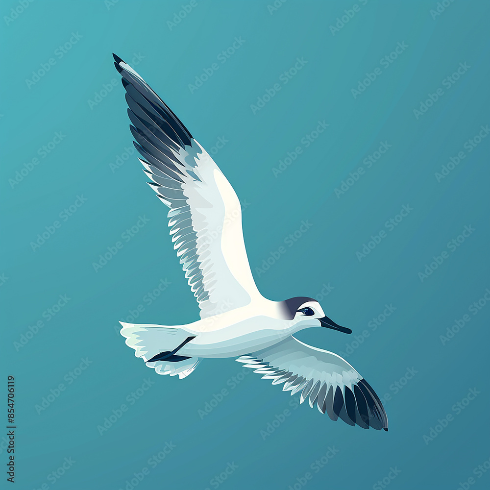 Obraz premium Vector_cute_Petrel_flying_gracefully_cartoon_vec