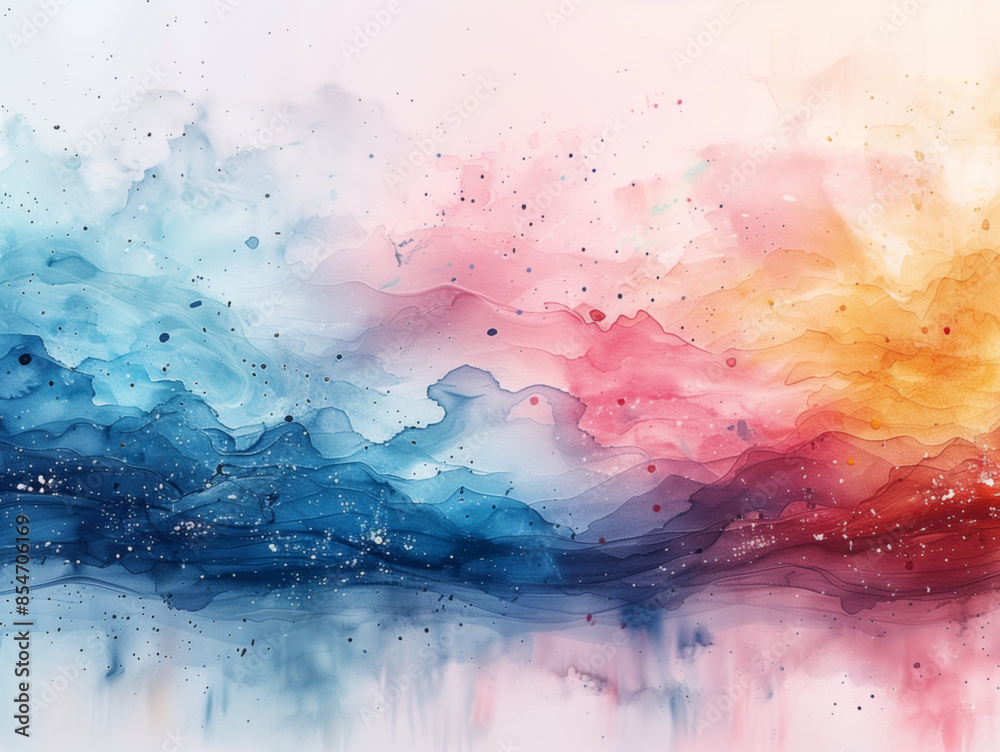 Obraz premium Abstract Colorful Watercolor Art with Blue, Green, and Brown Hues