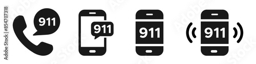 911 emergency call number vector icon designs photo