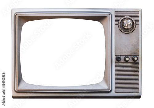 old bronze or silver television on isolated background