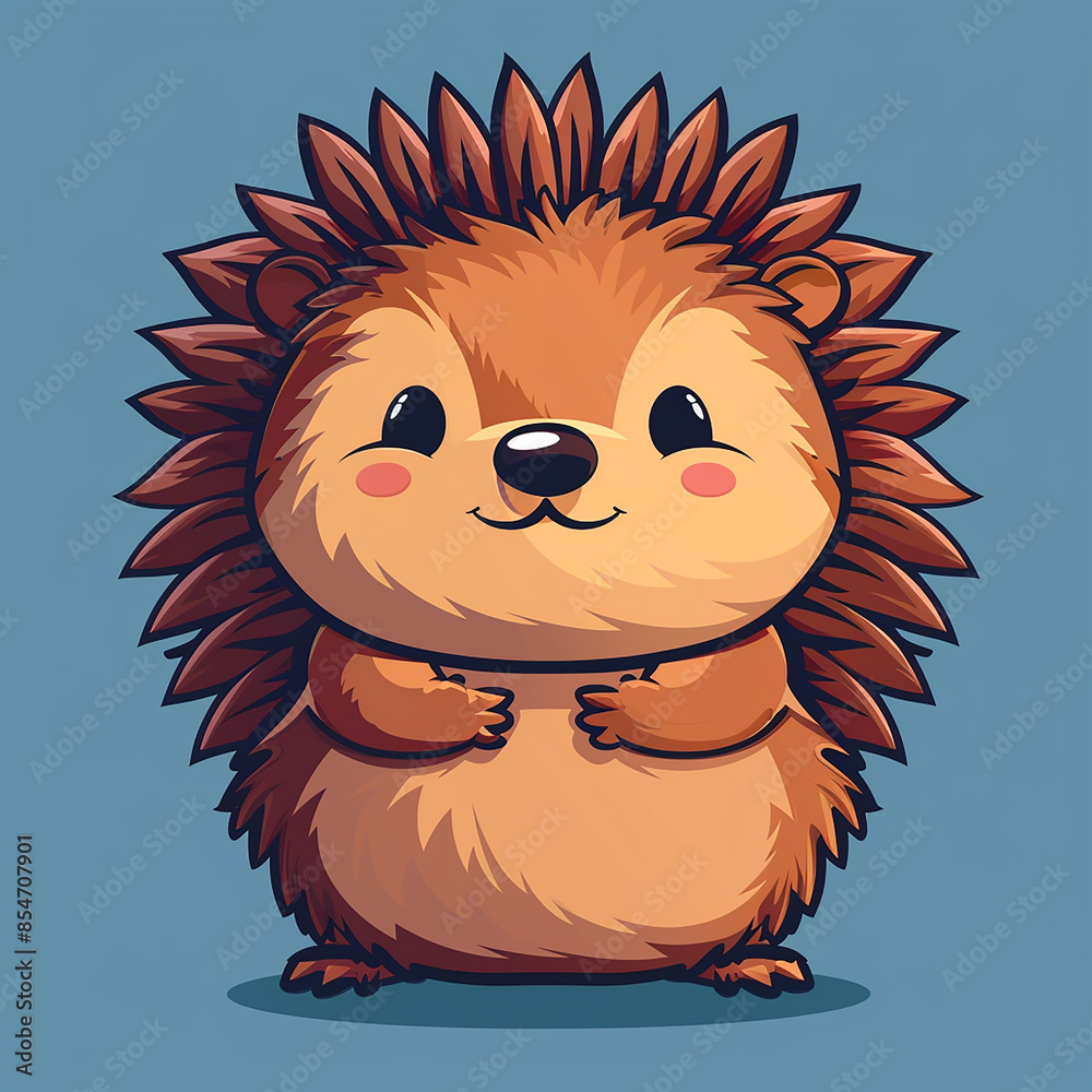 Fototapeta premium Vector_cute_Porcupine_raising_quills_cartoon_vec