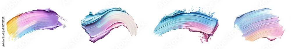 Set of brush stroke colorful pastel liquid foundation swatches, smears of liquid concealer for makeup elements design, isolated on white background, png Set of brush stroke colorful pastel liquid foundation swatches, smears of liquid concealer for makeup elements design, isolated on white background, png