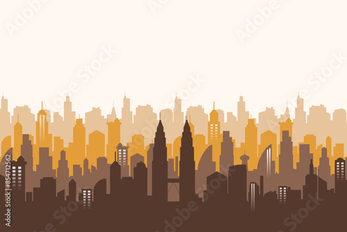 Kuala Lumpur Malaysia skyline. Trendy cityscape silhouette