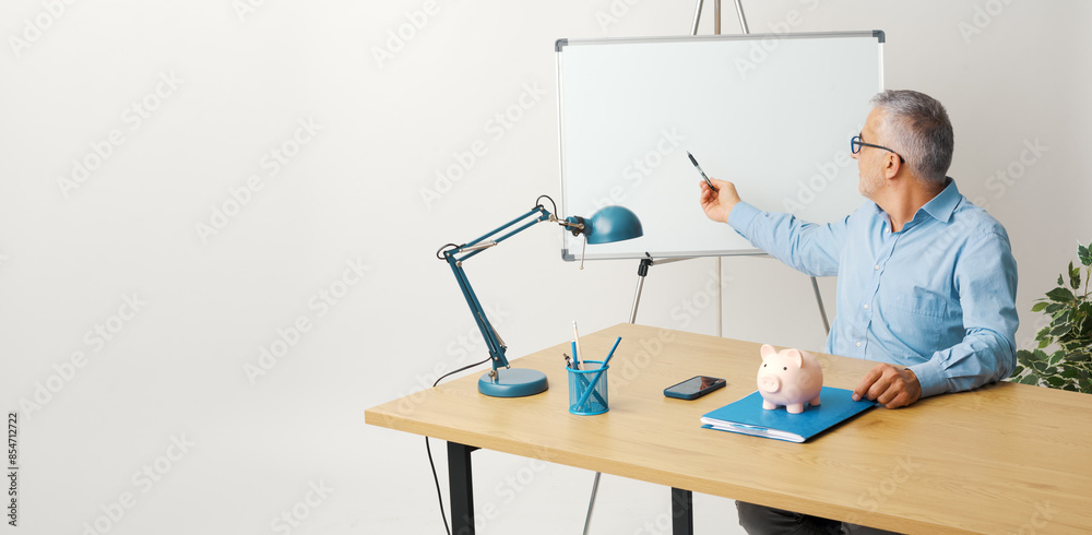 Financial advisor and businessman giving a presentation Financial advisor and businessman giving a presentation