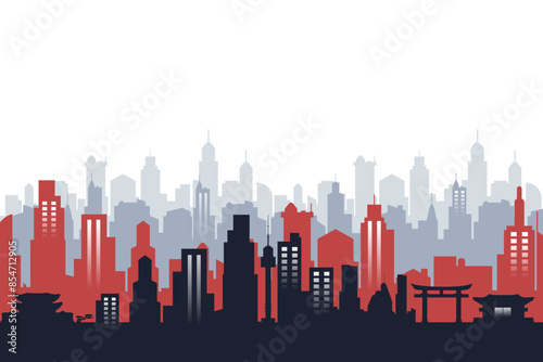 Seoul Korea skyline. Trendy cityscape silhouette