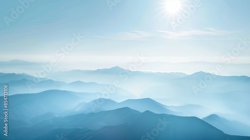 Misty Blue Mountain Range
