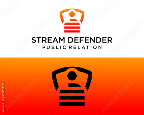 Logo design about a person's security shield in public relations.