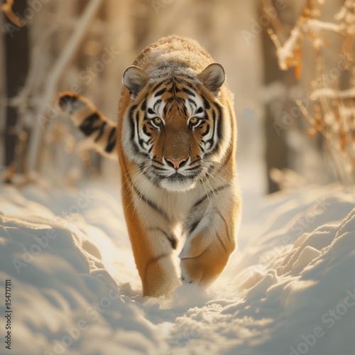 A tiger in the winter forest