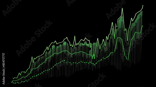 A green line graph with a black background.
