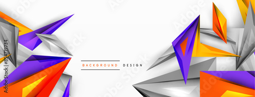 Minimal geometric abstract background. Low poly dynamic triangle design. Trendy techno business template for wallpaper, banner, background or landing