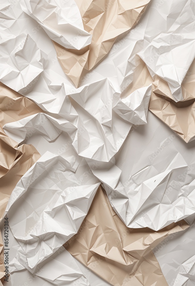 Crumpled gray and beige paper. Crumpled gray and beige paper.
