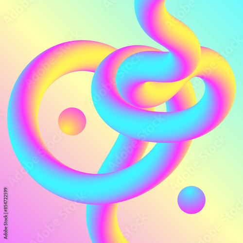 3d abstract vector background, vibrant colors, swirling tubes. Album cover background.