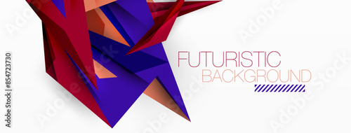 Minimal geometric abstract background. Low poly dynamic triangle design. Trendy techno business template for wallpaper, banner, background or landing
