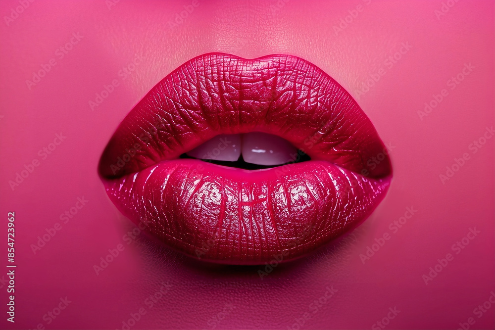 Woman with beautiful pink lips, macro view. Woman with beautiful pink lips, macro view.