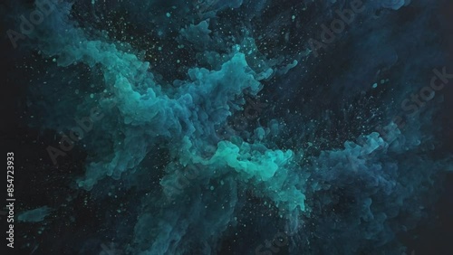 Teal Ink Explosions: Abstract Underwater Art