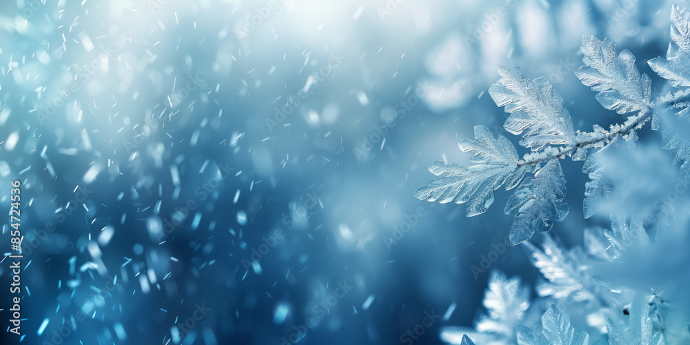 Frosty Winter Leaf with Snowfall. Frosty winter leaf with delicate ice crystals and snowfall in a cold, blue-toned atmosphere. Frosty Winter Leaf with Snowfall. Frosty winter leaf with delicate ice crystals and snowfall in a cold, blue-toned atmosphere.