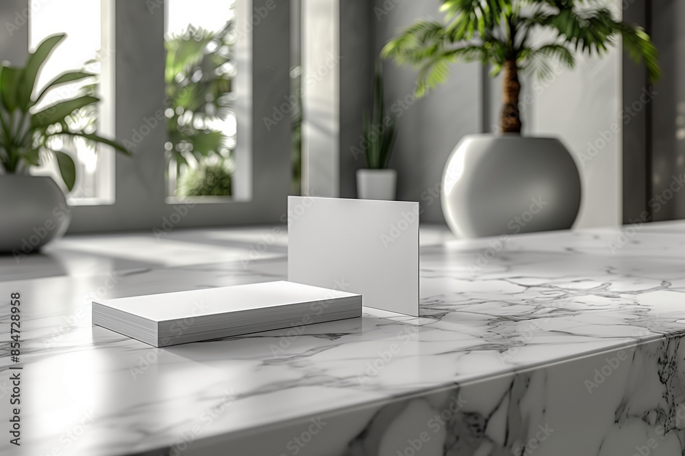 Luxury Hotel Business Card Mockup on Marble Reception Desk Luxury Hotel Business Card Mockup on Marble Reception Desk