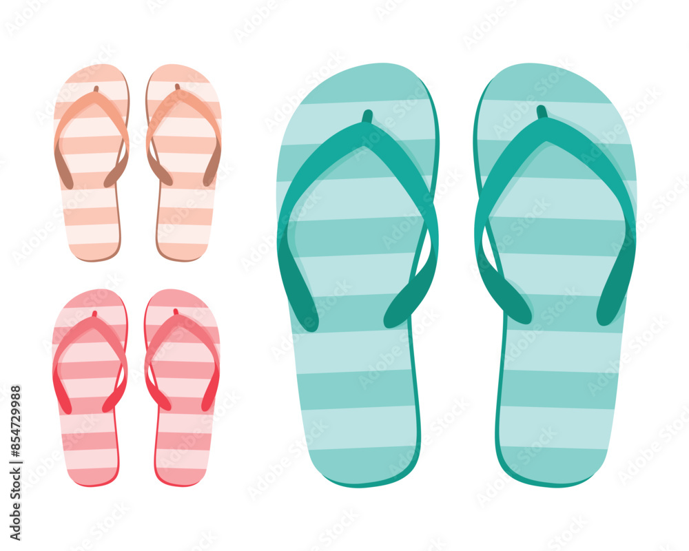 Seth s beach flip-flops. Colorful flip-flops. Summer beach shoes in cartoon style. Vector illustration Seth s beach flip-flops. Colorful flip-flops. Summer beach shoes in cartoon style. Vector illustration