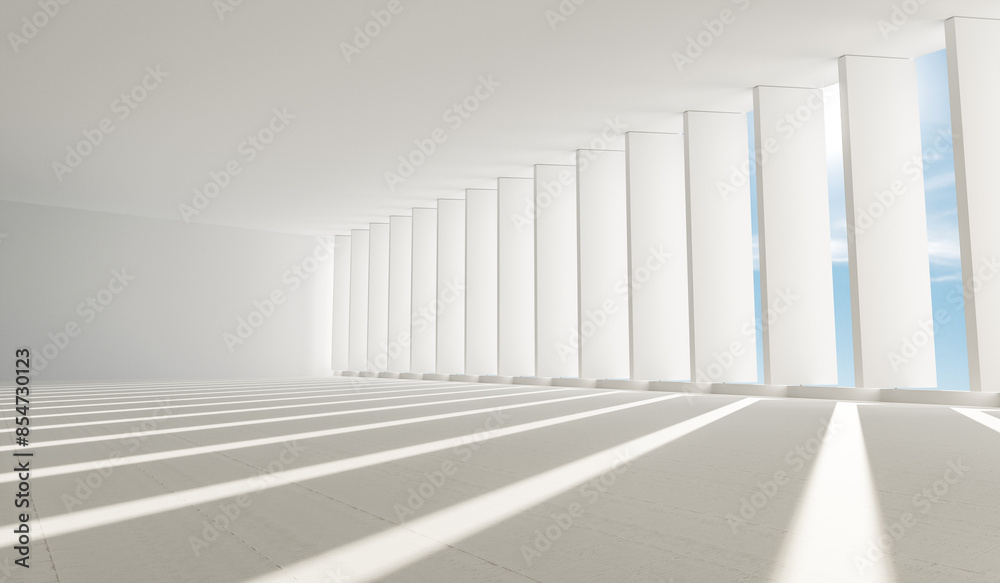 3D rendering of minimalist indoor space perspective background 3D rendering of minimalist indoor space perspective background