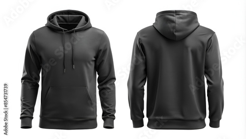 Black sweater template. Sweatshirt long sleeve with clipping path, hoody for design mockup for print, isolated on white background. © Matan