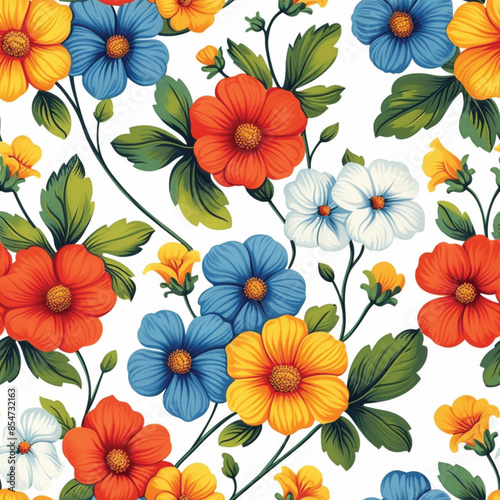 Hand-drawn Floral Pattern Vector | Seamless Flower Ornament Design | Perfect for Wrapping Paper, Wallpaper, Fabric Print