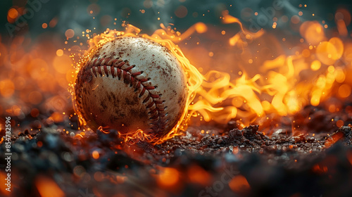 baseball on fire