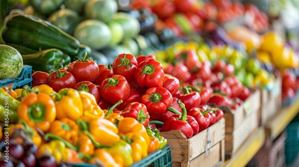 Fresh Colorful Vegetables on Display at a Farmers Market Fresh Colorful Vegetables on Display at a Farmers Market