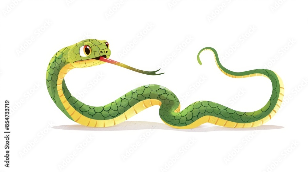 Naklejka premium Colorful Cartoon Snake Illustration - Generative AI