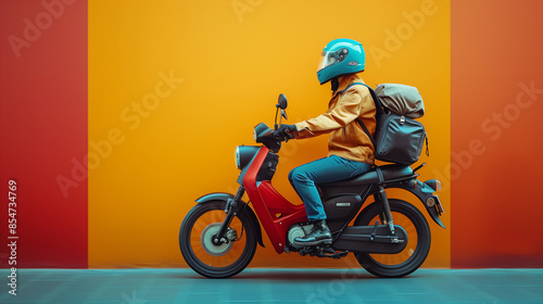 person on motorcycle, deliv...
