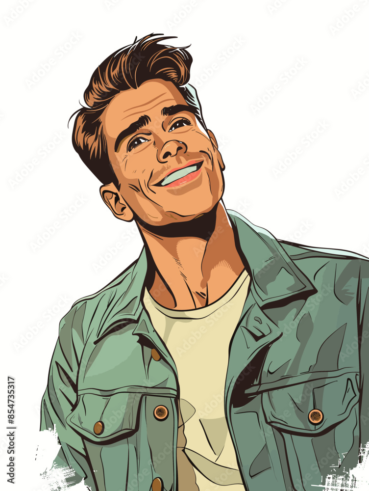 Portrait of a man in retro style pop art and vintage advertising.