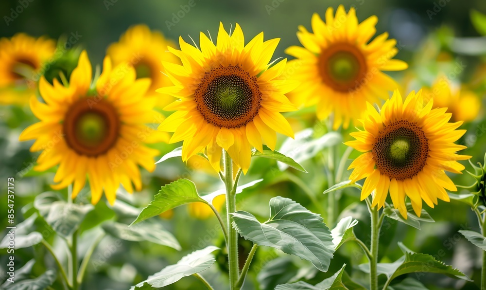 sunflowers blooming in a vibrant summer field, Generative AI sunflowers blooming in a vibrant summer field, Generative AI