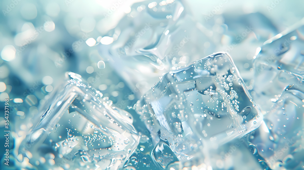 Transparent ice cube close-up Transparent ice cube close-up