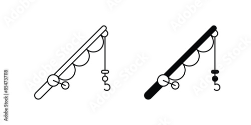 fishing rod icon with white background vector stock illustration