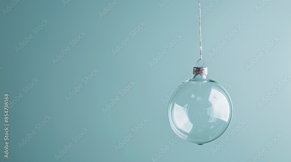 Clear Glass Christmas Ornament on String - Generative AI Clear Glass Christmas Ornament on String - Generative AI