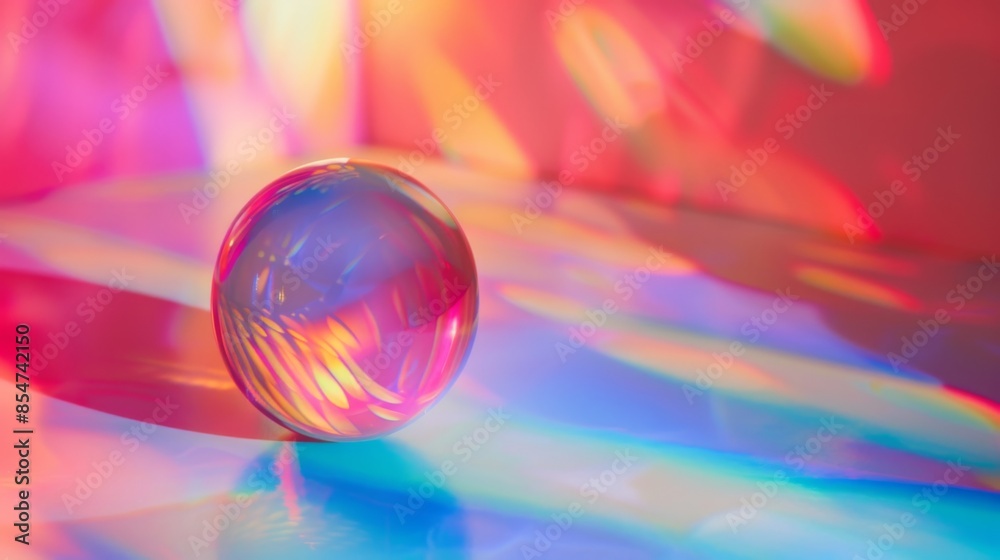 Vibrant Crystal Ball with Colorful Light Reflections, Generative AI Vibrant Crystal Ball with Colorful Light Reflections, Generative AI