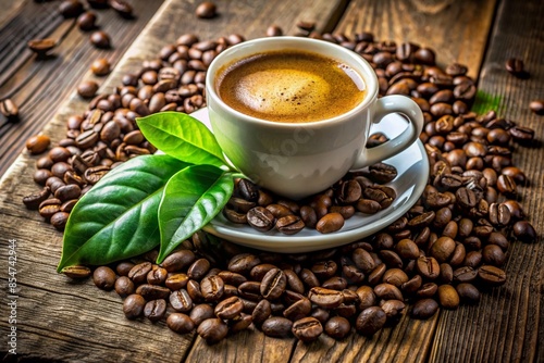 cup of coffee with beans