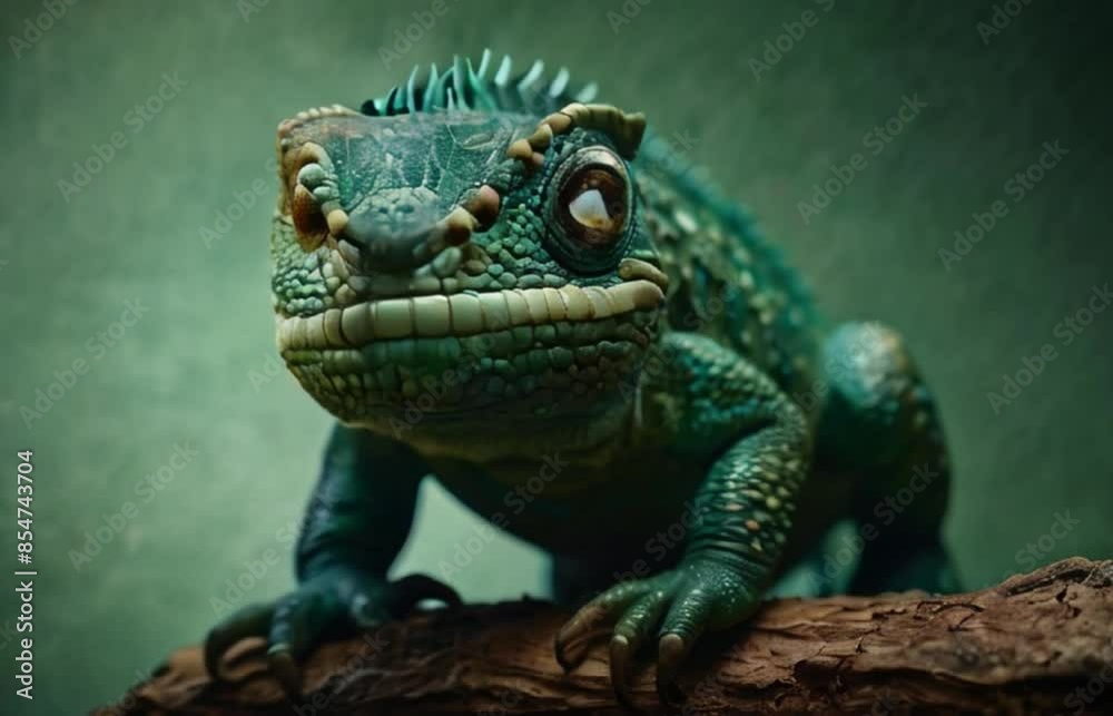 Green iguana in the forest, wild lizard on a tree branch in the jungle, close-up macro wild videography of an iguana lizard in the woods Generative AI Green iguana in the forest, wild lizard on a tree branch in the jungle, close-up macro wild videography of an iguana lizard in the woods Generative AI
