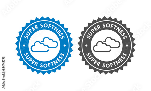 Super softness - cloud badge logo design. Suitable for information and product label