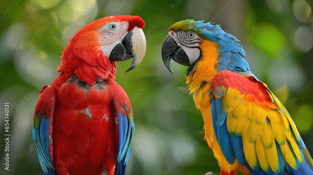 Scarlet macaw and Blue and Yellow macaw spotted together a rare sight Scarlet macaw and Blue and Yellow macaw spotted together a rare sight