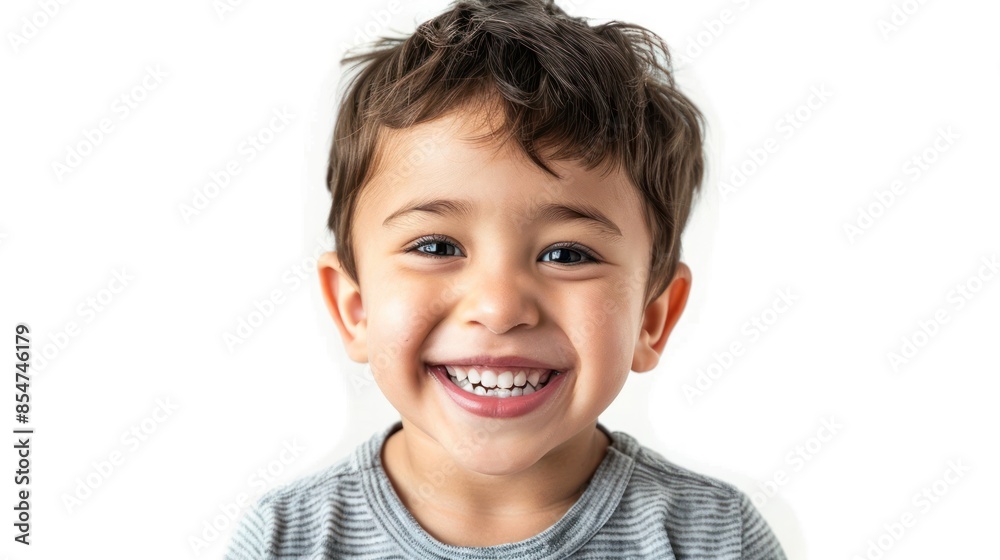 A precious boy with a radiant smile, spreading happiness wherever he goes. isolated white background A precious boy with a radiant smile, spreading happiness wherever he goes. isolated white background