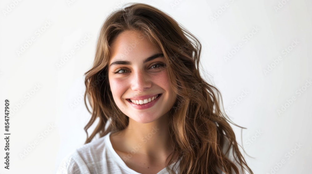 A stunning lady with a captivating smile, spreading warmth and positivity. isolated white background A stunning lady with a captivating smile, spreading warmth and positivity. isolated white background