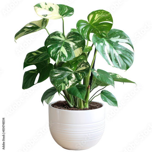 Wallpaper Mural A Monstera Albo Variegata in a ceramic pot, isolated on background.  Houseplant, office desk decor, that grow indoor for decorative purpose. Minimal creative home decorative concept green and fresh Torontodigital.ca