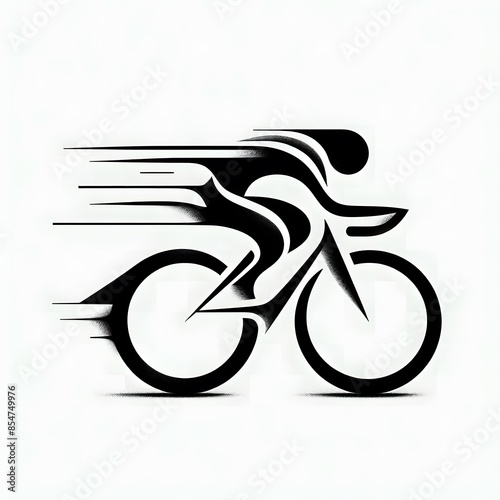 AI Generate of Speeding Cyclist in Elegant Style with Minimal Geometric Form. Vector, Logo, Symbol. Businesses related to sport, health and nature, resort, travelling, tourism fashion, etc.