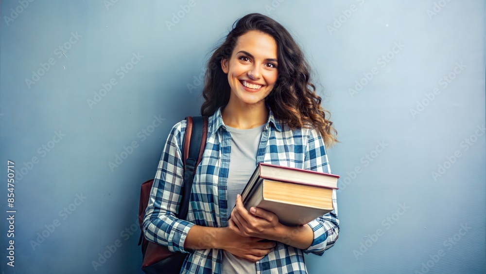 Smiling Student with Textbooks: A student smiling while holding textbooks, illustrating the joy of learning.
Smiling Student with Textbooks: A student smiling while holding textbooks, illustrating the joy of learning.