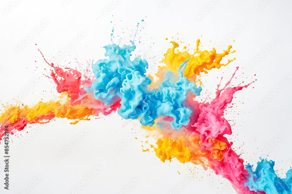 Fototapeta premium Abstract colorful ink splash on white background