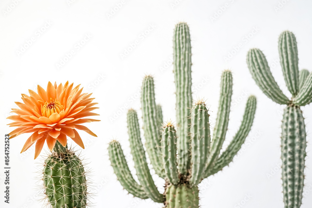 Blooming Cactus with White Background Blooming Cactus with White Background