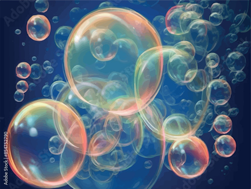 Anime girls in diving suits underwater surrounded by bubbles. A whimsical and enchanting illustration capturing the magical underwater world with anime characters in spacesuits and glossy bubbles.

