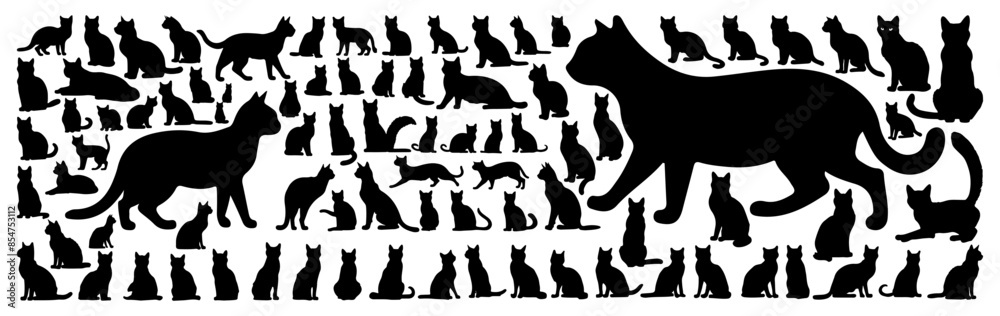 Cat Silhouette in Various Poses Cat Silhouette in Various Poses